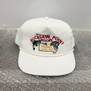 Vintage Trucker Rope SnapBack Bucksaw Point Truman Lake Fishing Hat 90s